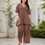 Designer cotton co-ord set for women in pure 60-60 cotton fabric