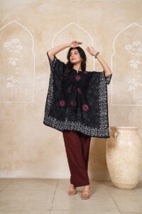 Hand Block Printed Cotton Kaftan Co-ord Set