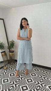 Premium striped Cotton Co Ord StylishSet for Women