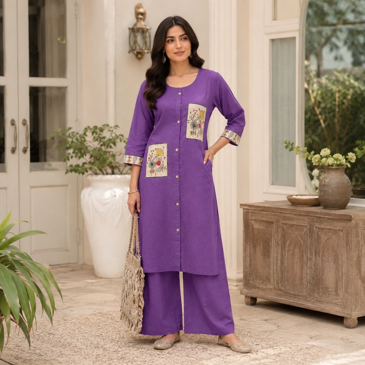 Pure Flex Dhabu A-Line Kurti Pant Set for Women