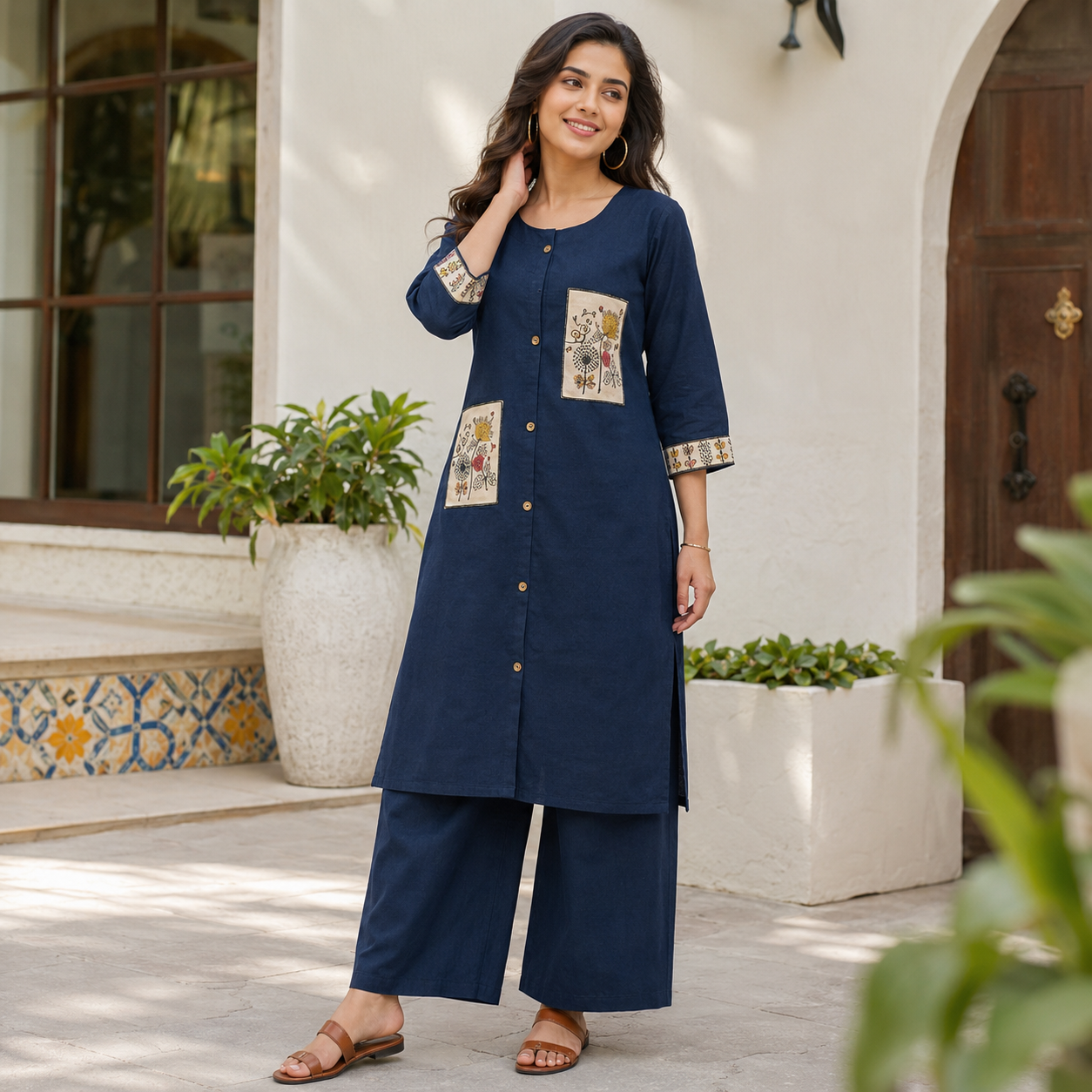 Pure Flex Dhabu A-Line Kurti Pant Set