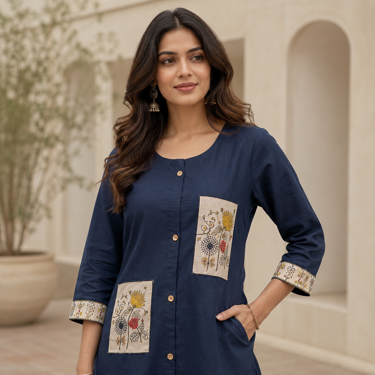 Pure Flex Dhabu A-Line Kurti Pant Set