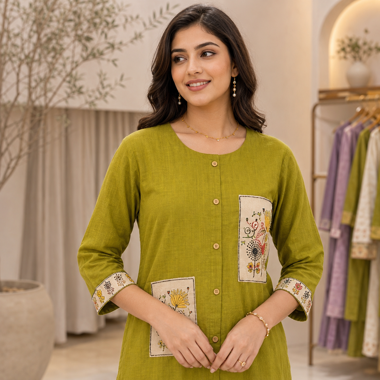 Pure Flex Dhabu A-Line Kurti Pant Set