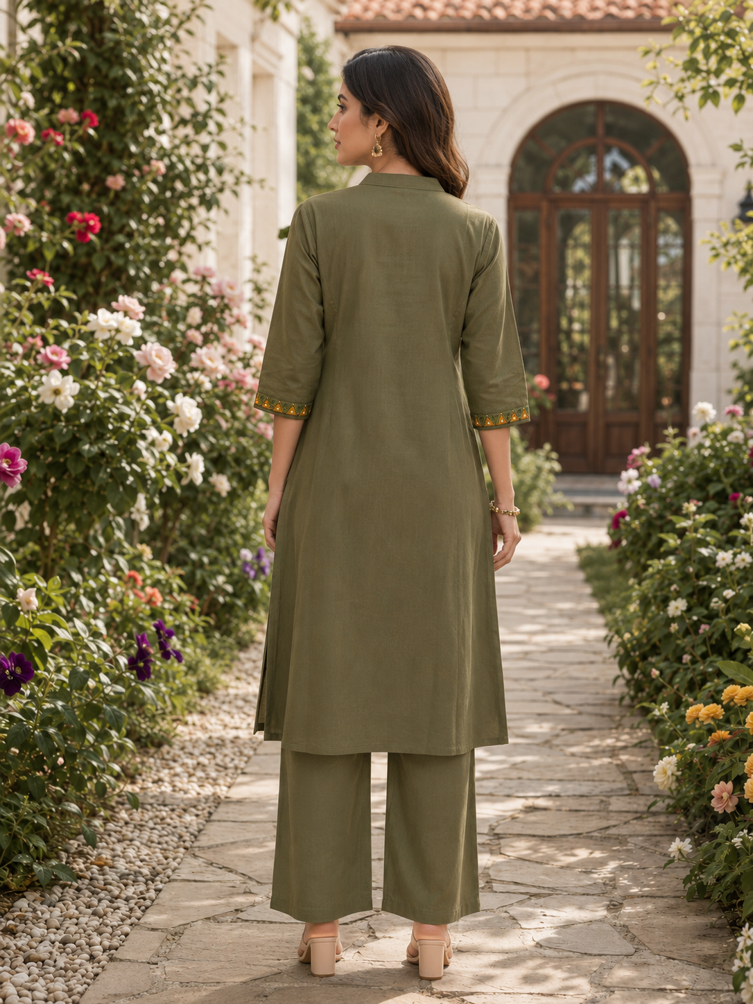 A-Line Kurti with Pant and Embroidery Work