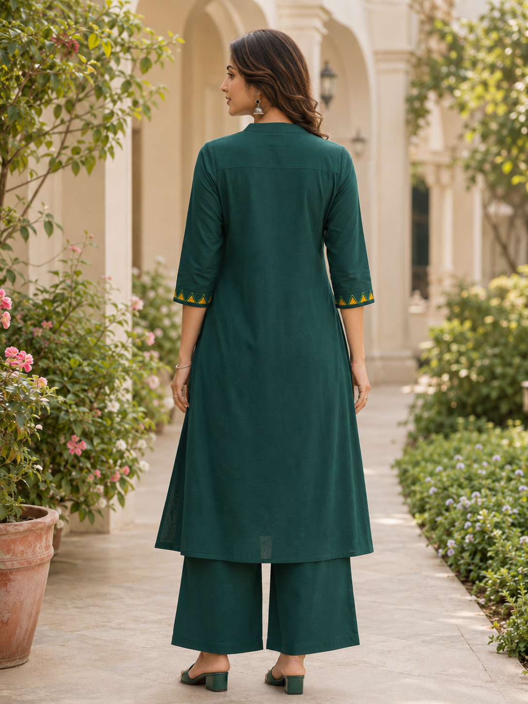 A-Line Kurti with Pant and Embroidery Work