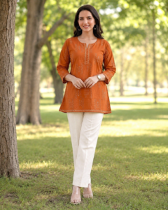 Jaipuri Print Cotton Short Kurti for Women