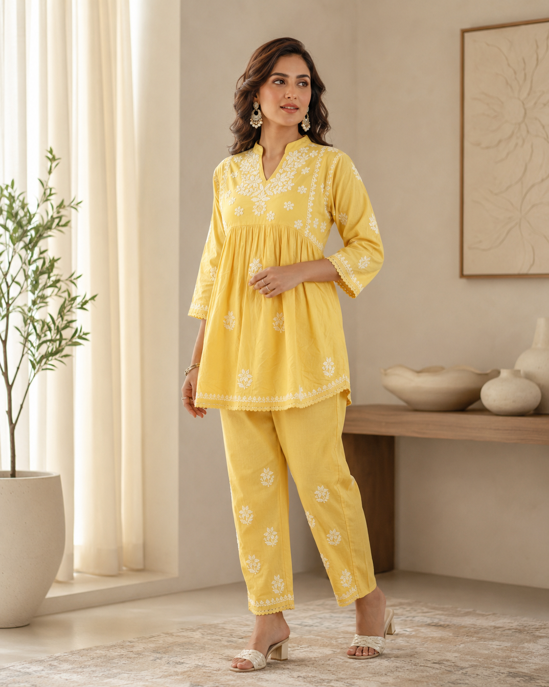 Pure Cotton Chikankari Co-ord Set for Women