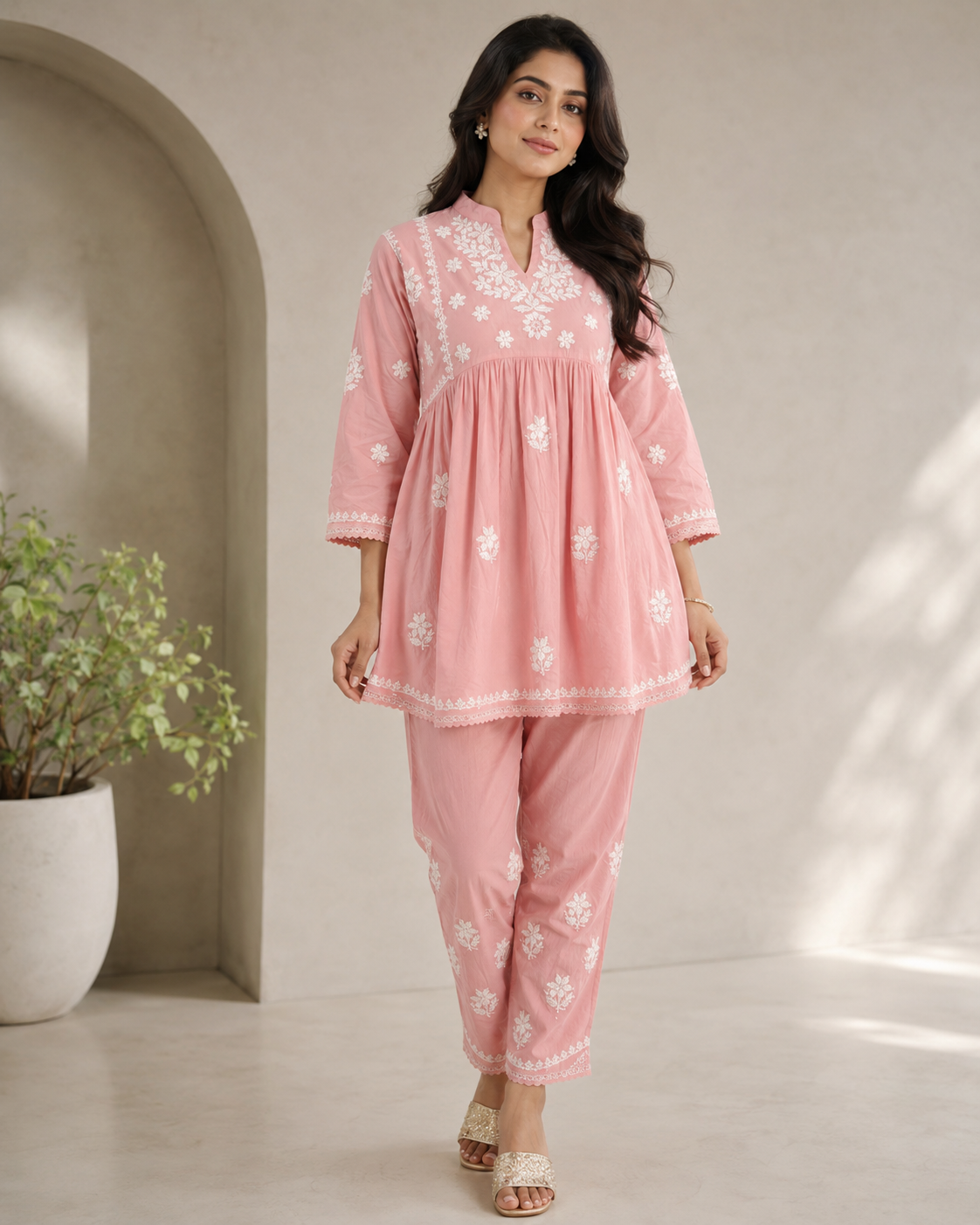 Pure Cotton Chikankari Co-ord Set for Women