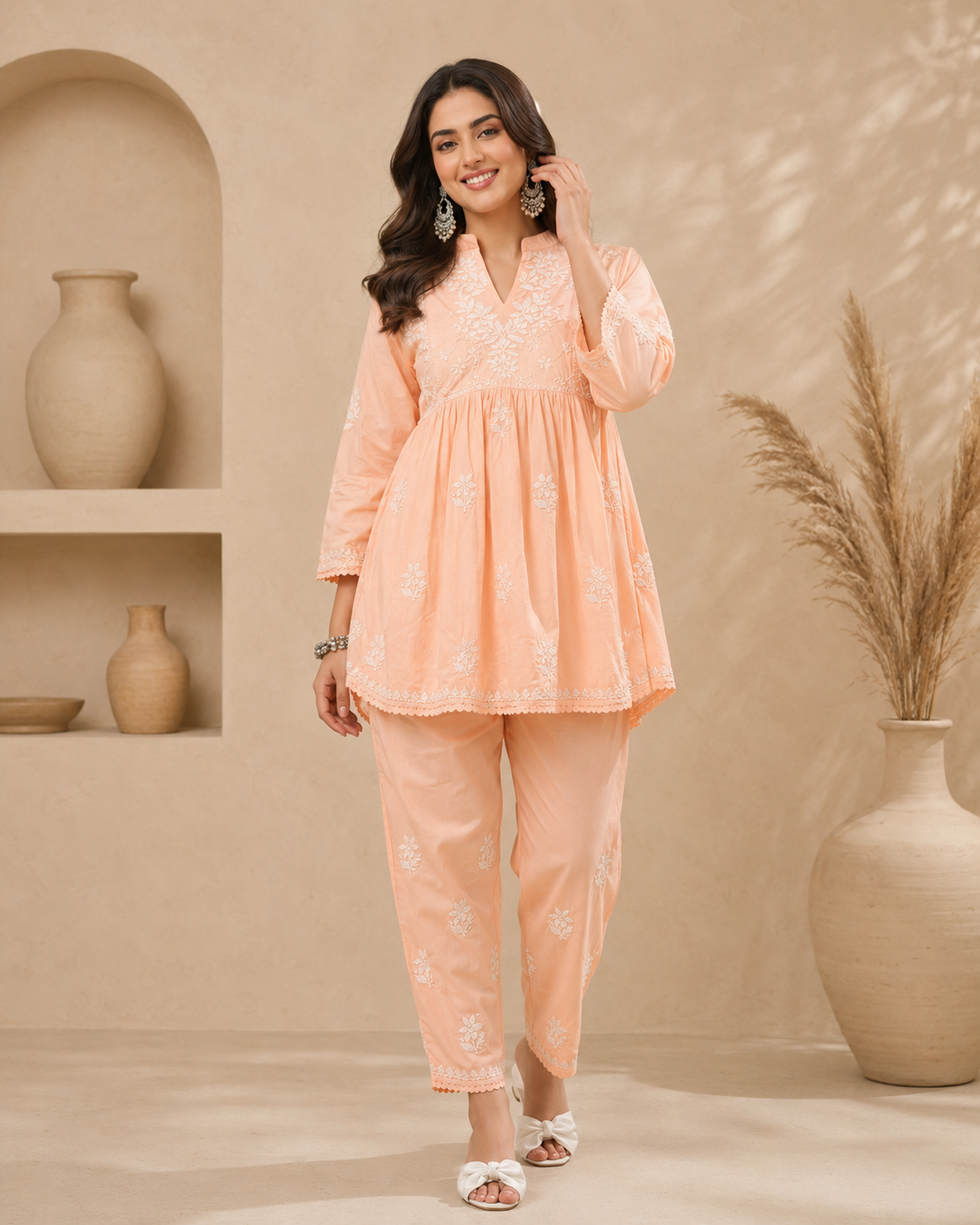 Pure Cotton Chikankari Co-ord Set for Women