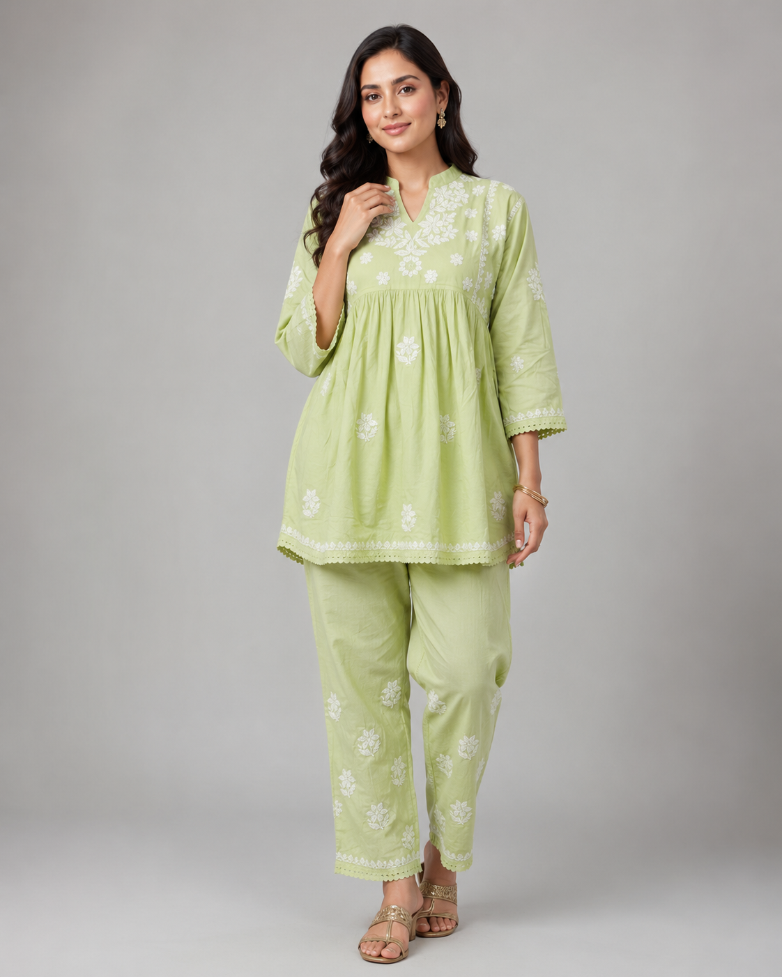 Pure Cotton Chikankari Co-ord Set for Women