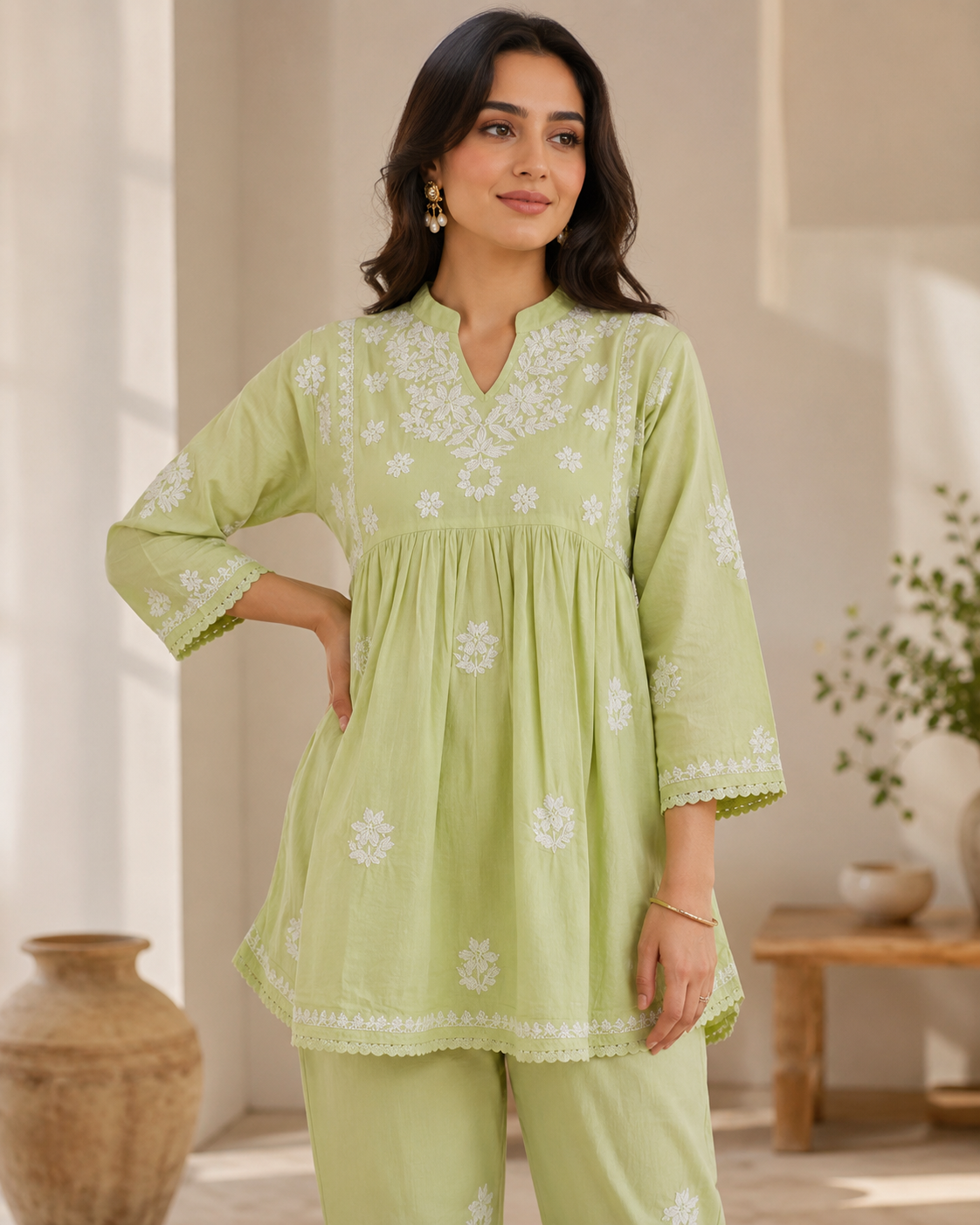 Pure Cotton Chikankari Co-ord Set for Women