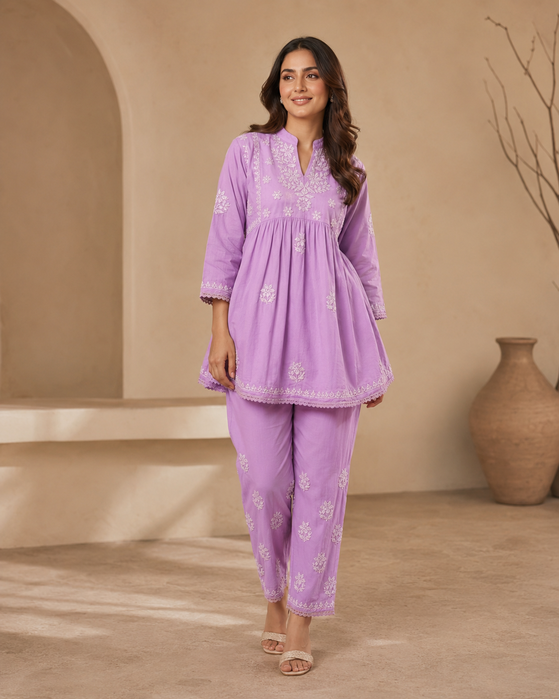 Pure Cotton Chikankari Co-ord Set for Women