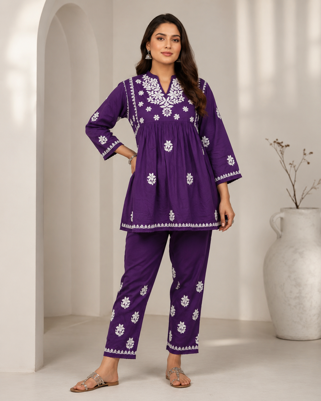 Pure Cotton Chikankari Co-ord Set for Women