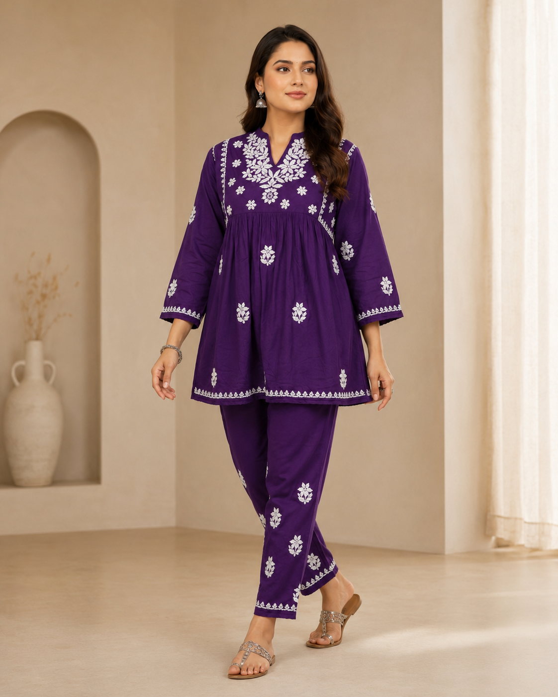Pure Cotton Chikankari Co-ord Set for Women