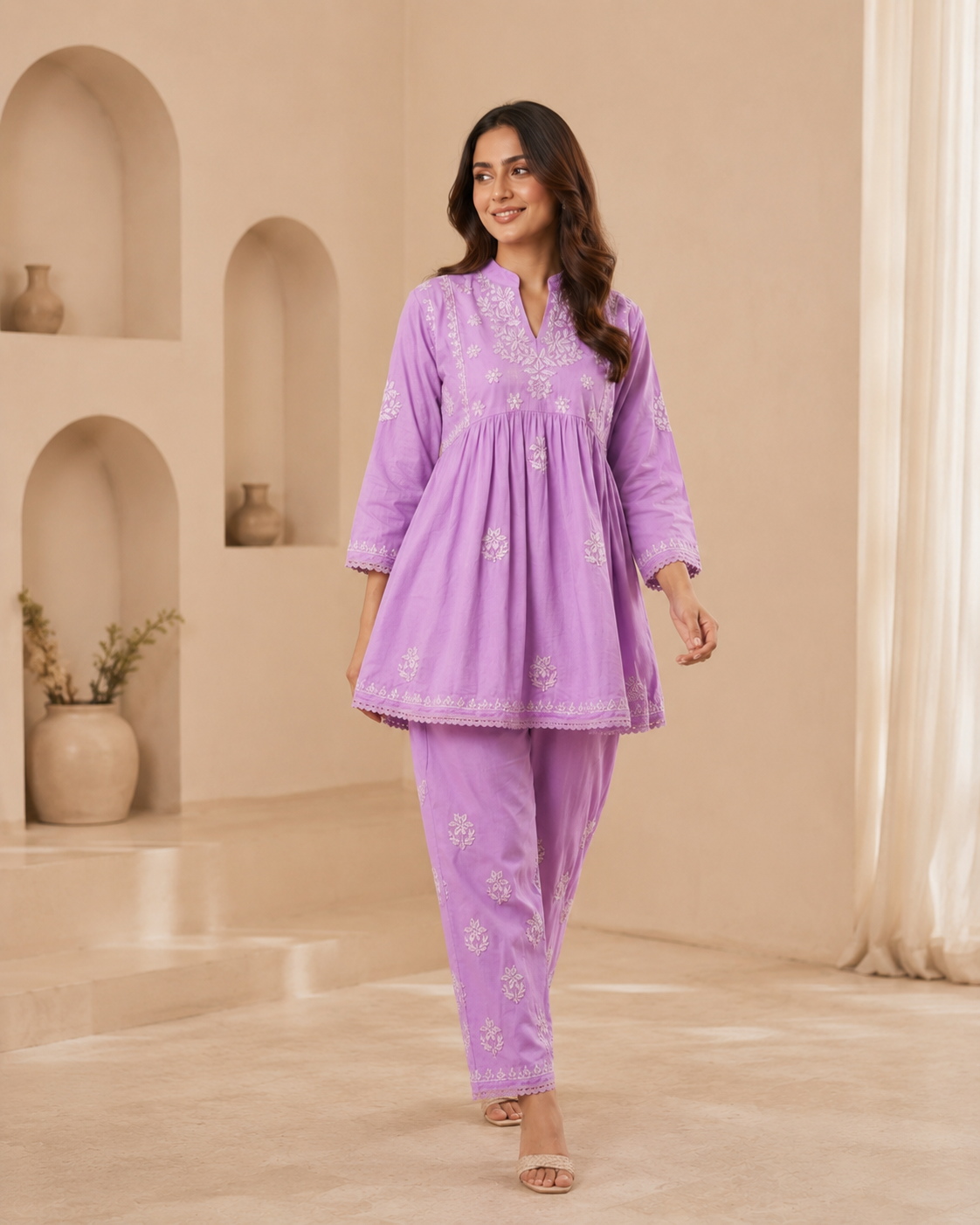 Pure Cotton Chikankari Co-ord Set for Women