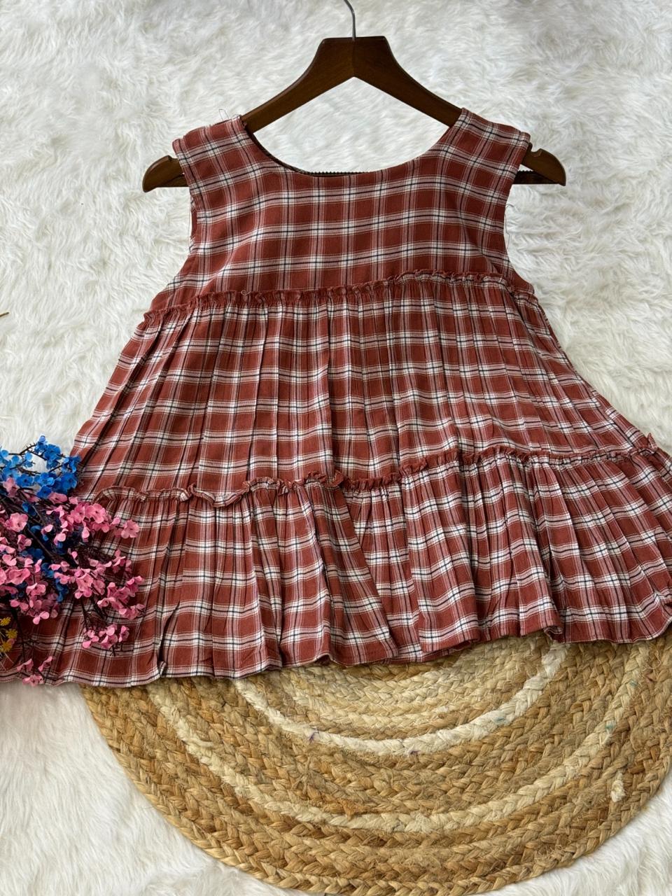 Linen Cotton Checks Top Pant Set for Women
