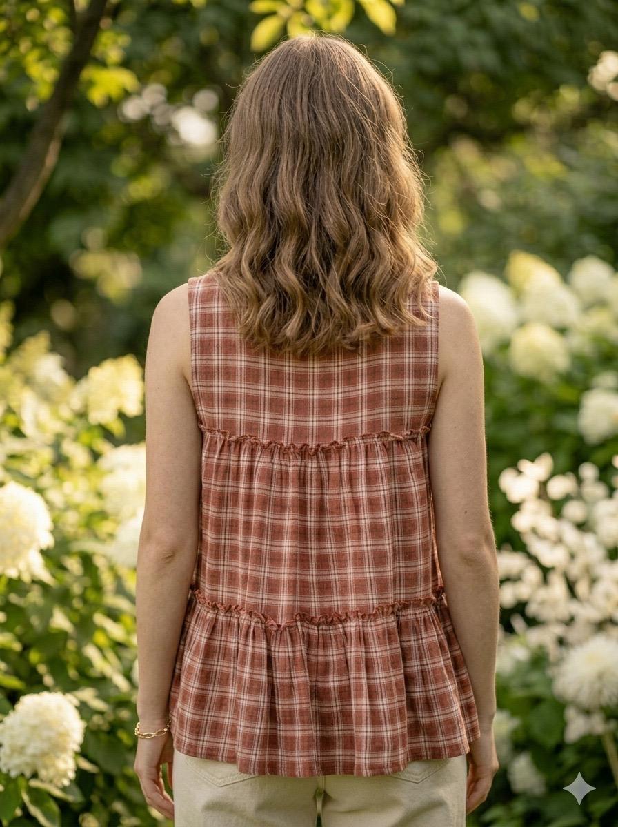 Linen Cotton Checks Top Pant Set for Women