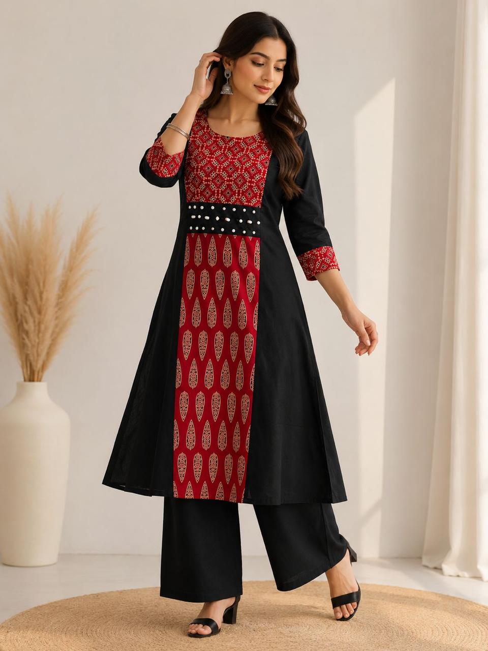 Cotton Ajrakh Kurti Palazzo Set