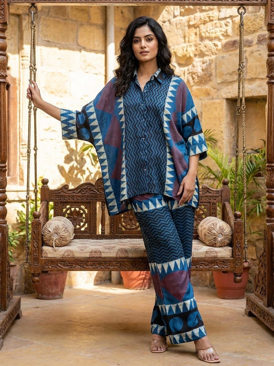 Designer Modal Hand Block Print Co-ord Set for Women