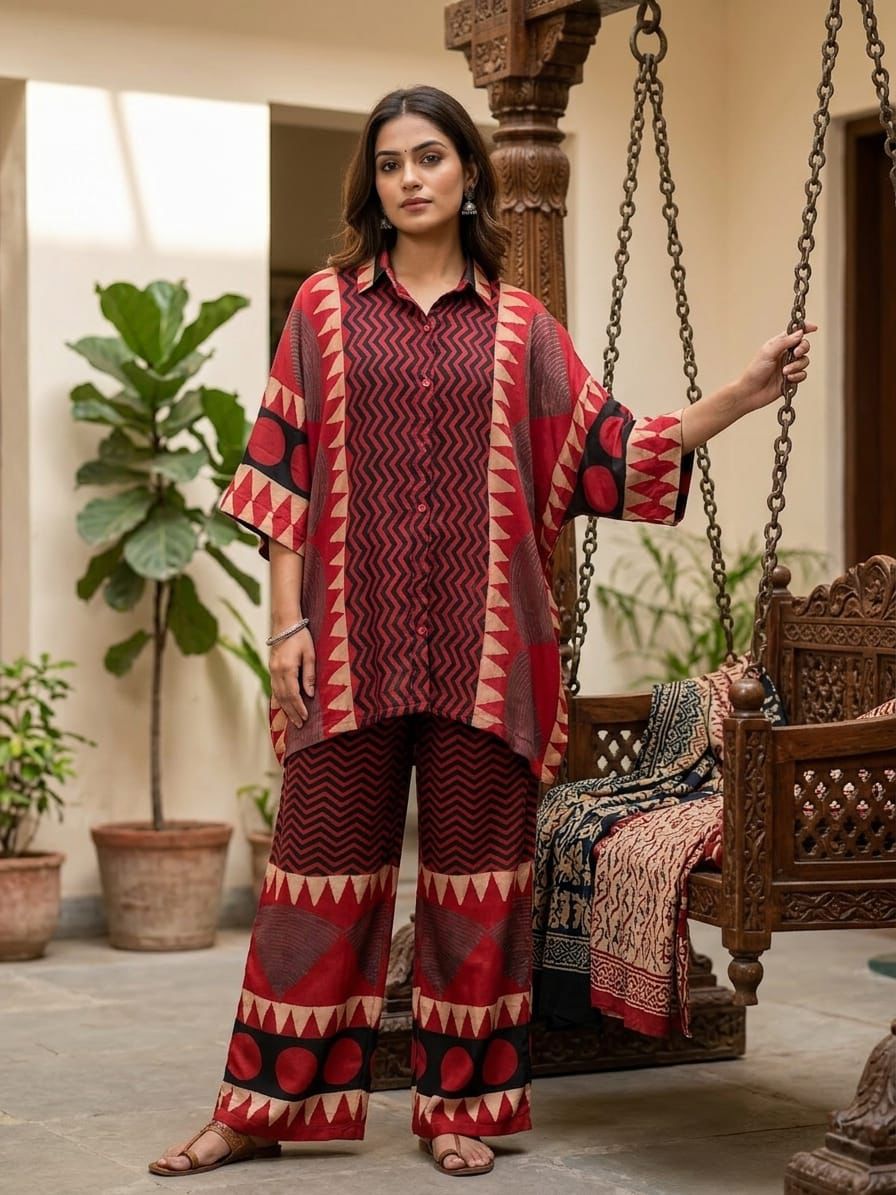 Designer Modal Hand Block Print Co-ord Set for Women