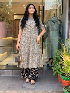 Warli Printed Cotton Kurta Set with Wide Palazzo for Women