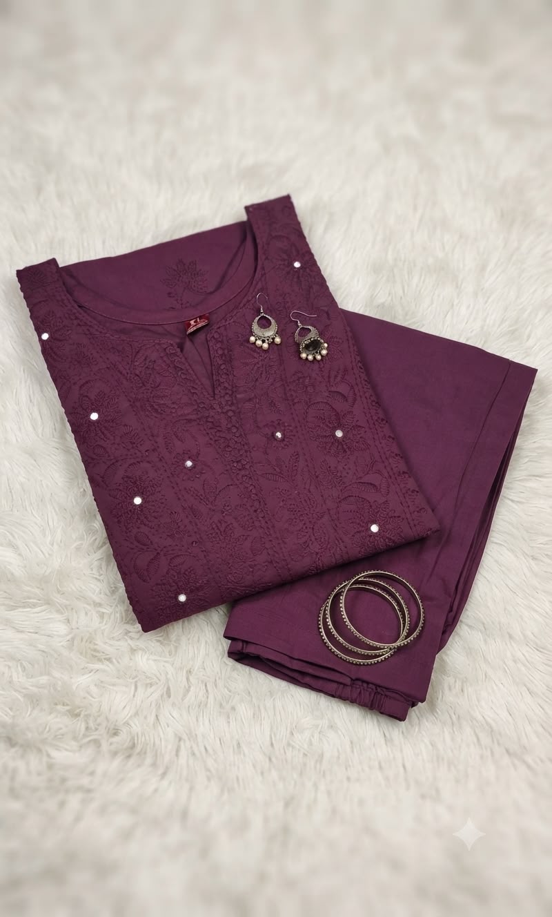 Women's Premium Cotton Embroidered Green Co-Ord Set