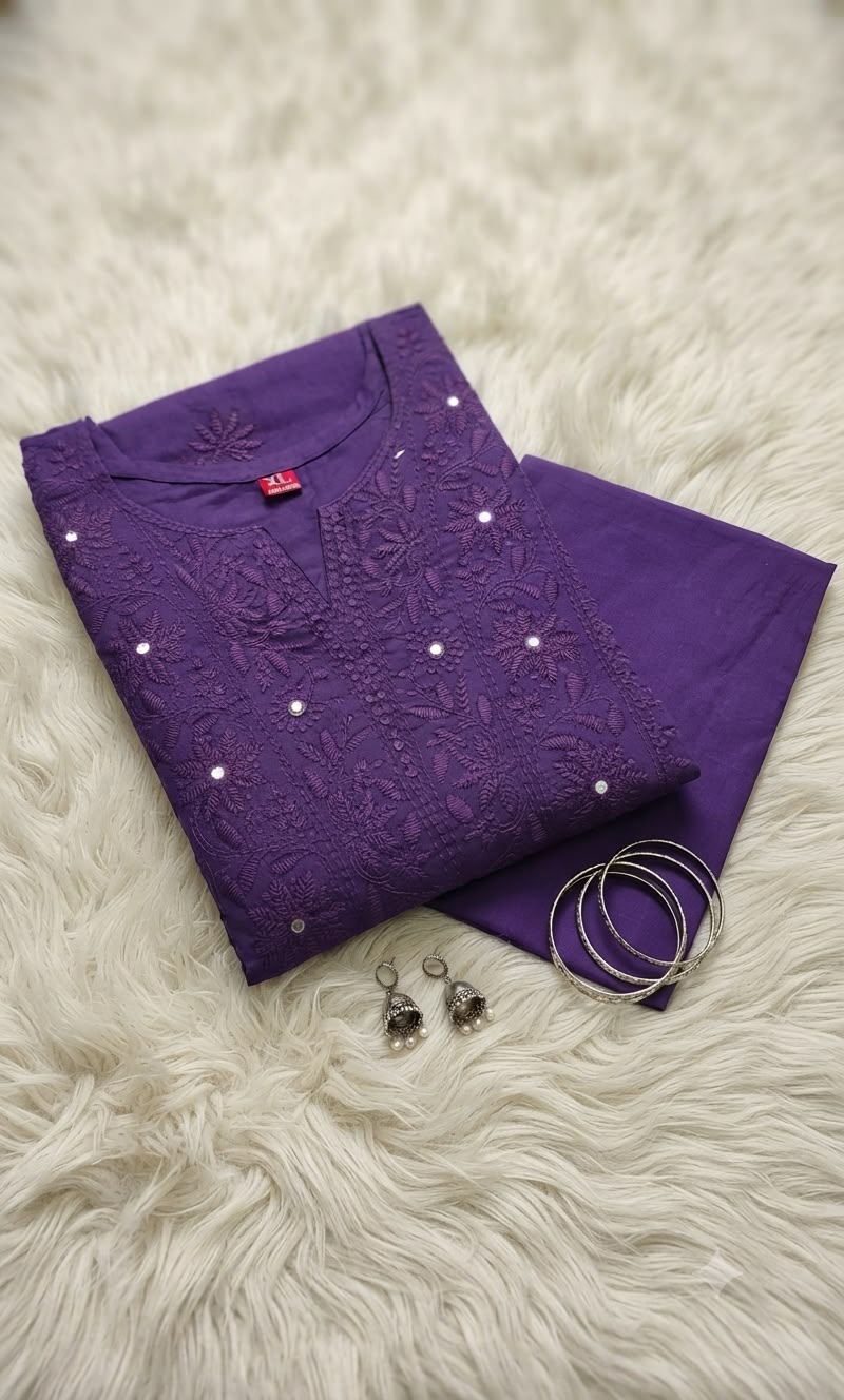 Women's Premium Cotton Embroidered Green Co-Ord Set