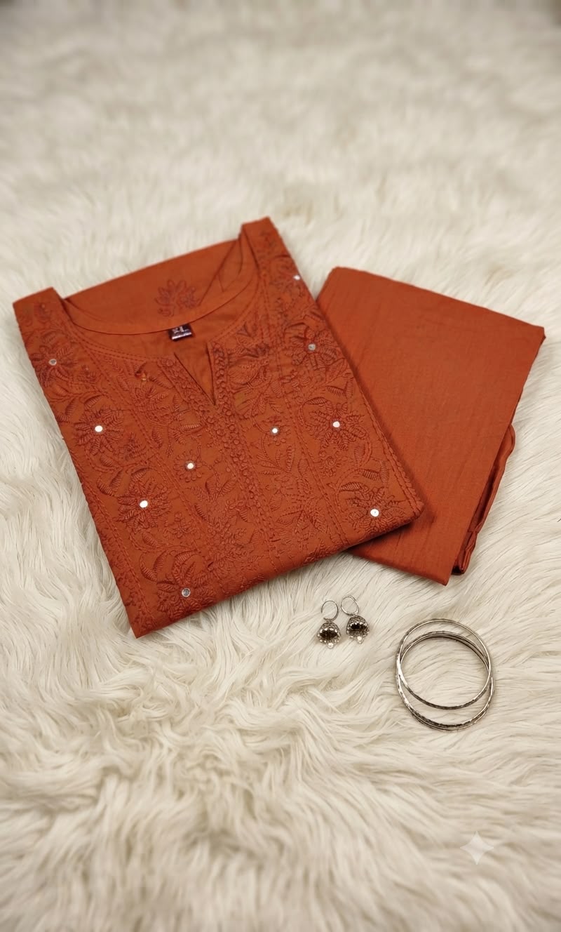 Women's Premium Cotton Embroidered Green Co-Ord Set