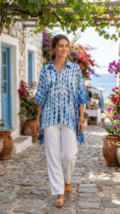 Women’s Premium Modal Tie Dye Kaftan Shirt Style Top 