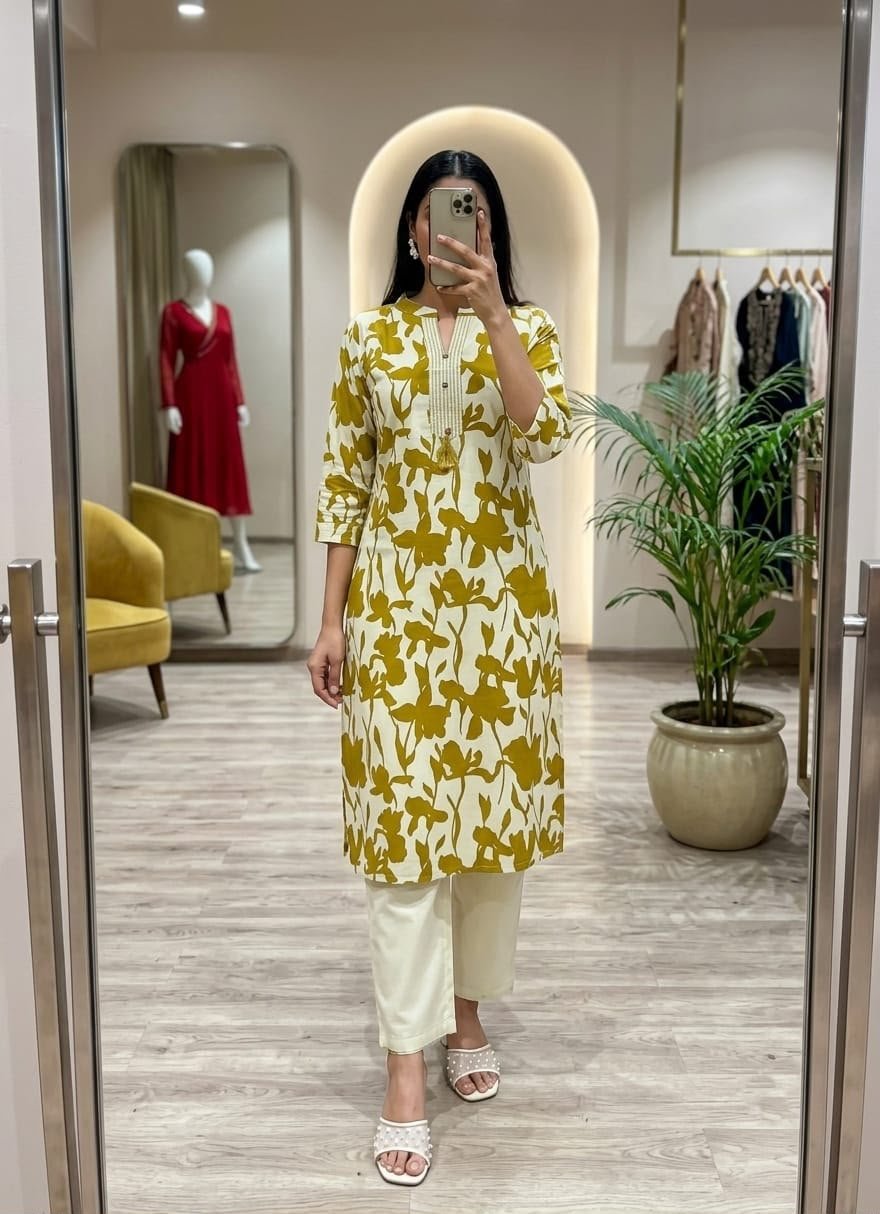 Women's Khadi Cotton Mandarin Collar Co-Ord Set with Pocket - Image 12